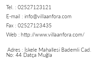Villa Anfora Data Hotel iletiim bilgileri